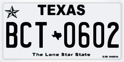 TX license plate BCT0602