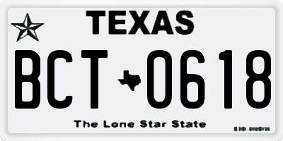 TX license plate BCT0618