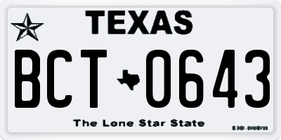 TX license plate BCT0643