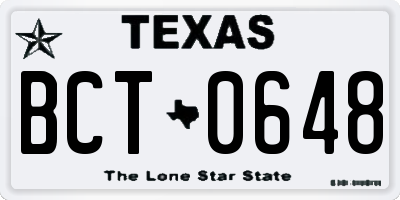 TX license plate BCT0648