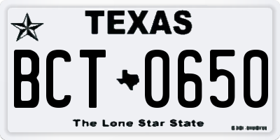 TX license plate BCT0650