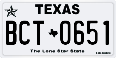 TX license plate BCT0651