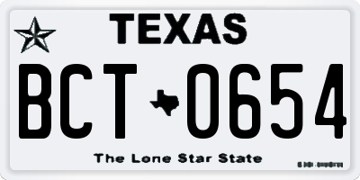 TX license plate BCT0654
