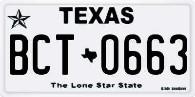 TX license plate BCT0663
