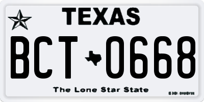 TX license plate BCT0668