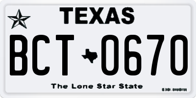 TX license plate BCT0670
