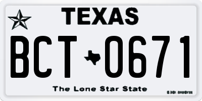 TX license plate BCT0671
