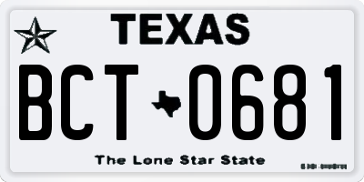 TX license plate BCT0681