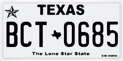TX license plate BCT0685