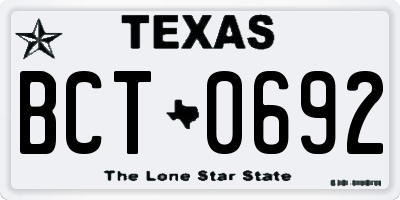 TX license plate BCT0692