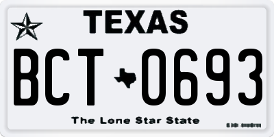 TX license plate BCT0693