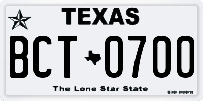 TX license plate BCT0700
