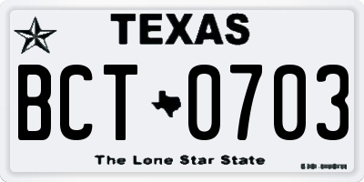 TX license plate BCT0703