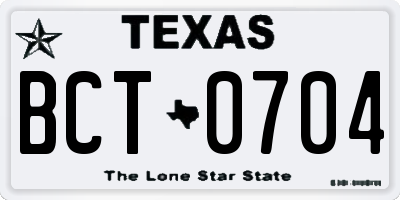 TX license plate BCT0704