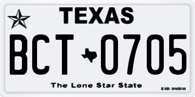 TX license plate BCT0705