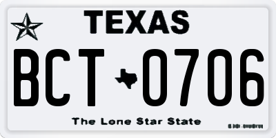 TX license plate BCT0706