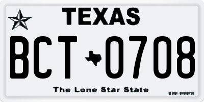 TX license plate BCT0708