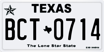 TX license plate BCT0714
