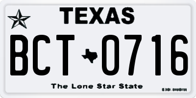 TX license plate BCT0716
