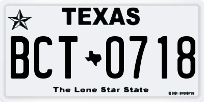 TX license plate BCT0718