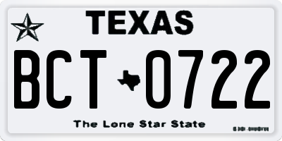 TX license plate BCT0722