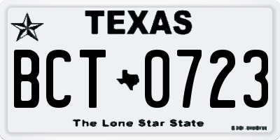 TX license plate BCT0723