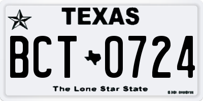 TX license plate BCT0724