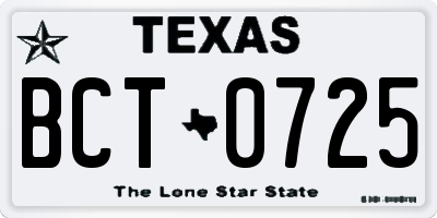 TX license plate BCT0725