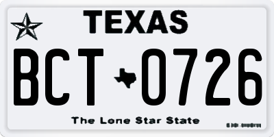 TX license plate BCT0726