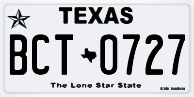 TX license plate BCT0727