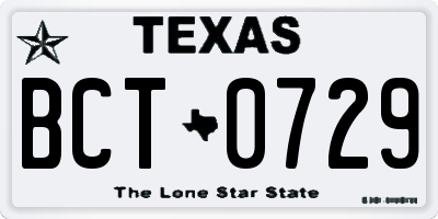 TX license plate BCT0729