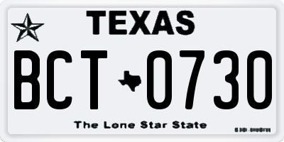 TX license plate BCT0730