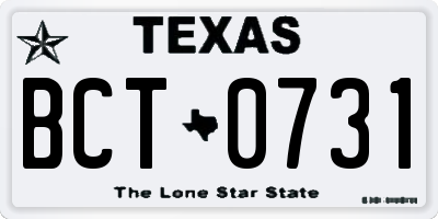 TX license plate BCT0731