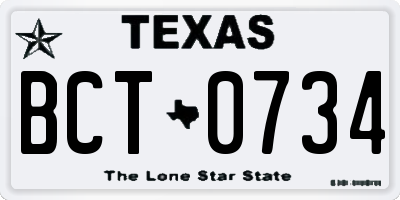 TX license plate BCT0734