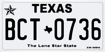 TX license plate BCT0736