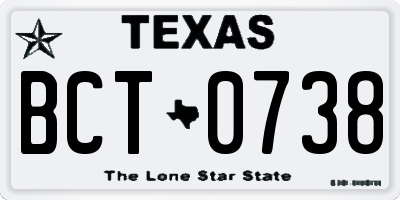 TX license plate BCT0738