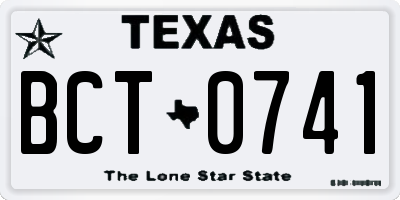 TX license plate BCT0741