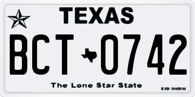 TX license plate BCT0742