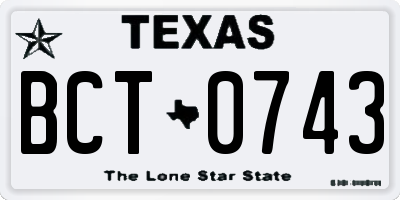 TX license plate BCT0743