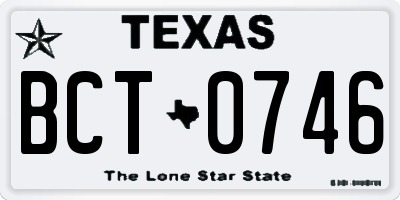 TX license plate BCT0746