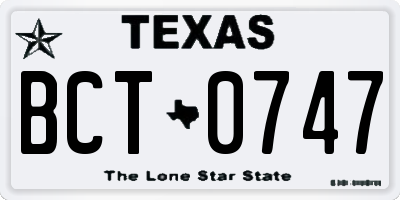 TX license plate BCT0747