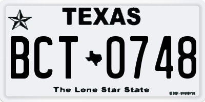 TX license plate BCT0748
