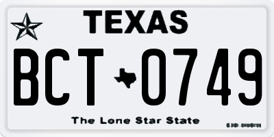 TX license plate BCT0749