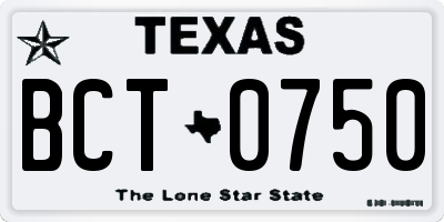 TX license plate BCT0750