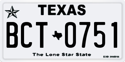 TX license plate BCT0751