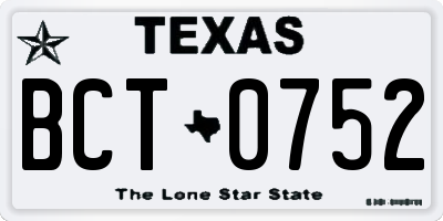 TX license plate BCT0752