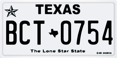 TX license plate BCT0754