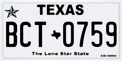 TX license plate BCT0759