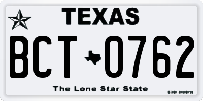 TX license plate BCT0762