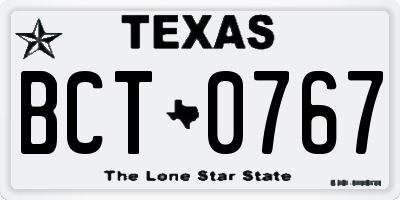 TX license plate BCT0767